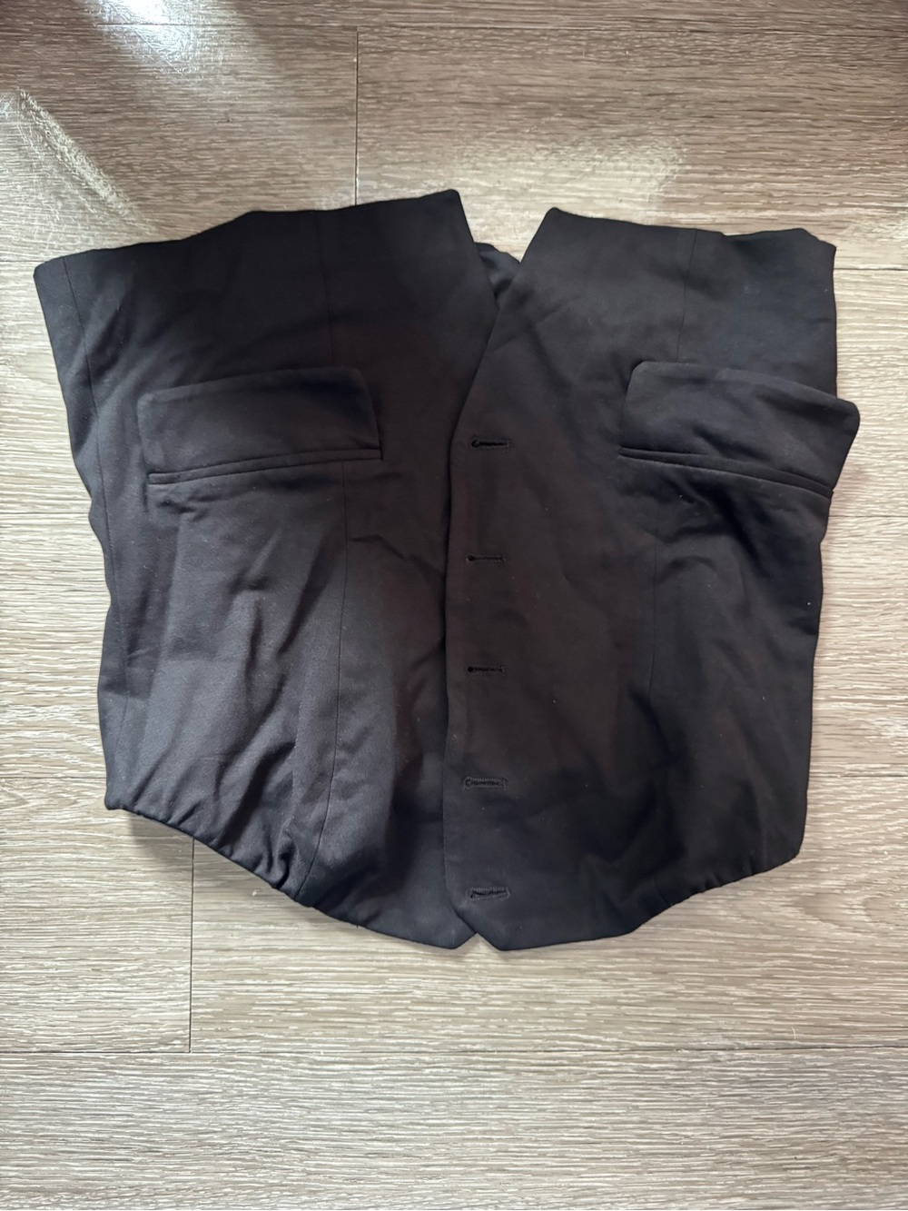 Women's Black Crop Top Vest - Structured Button-Front